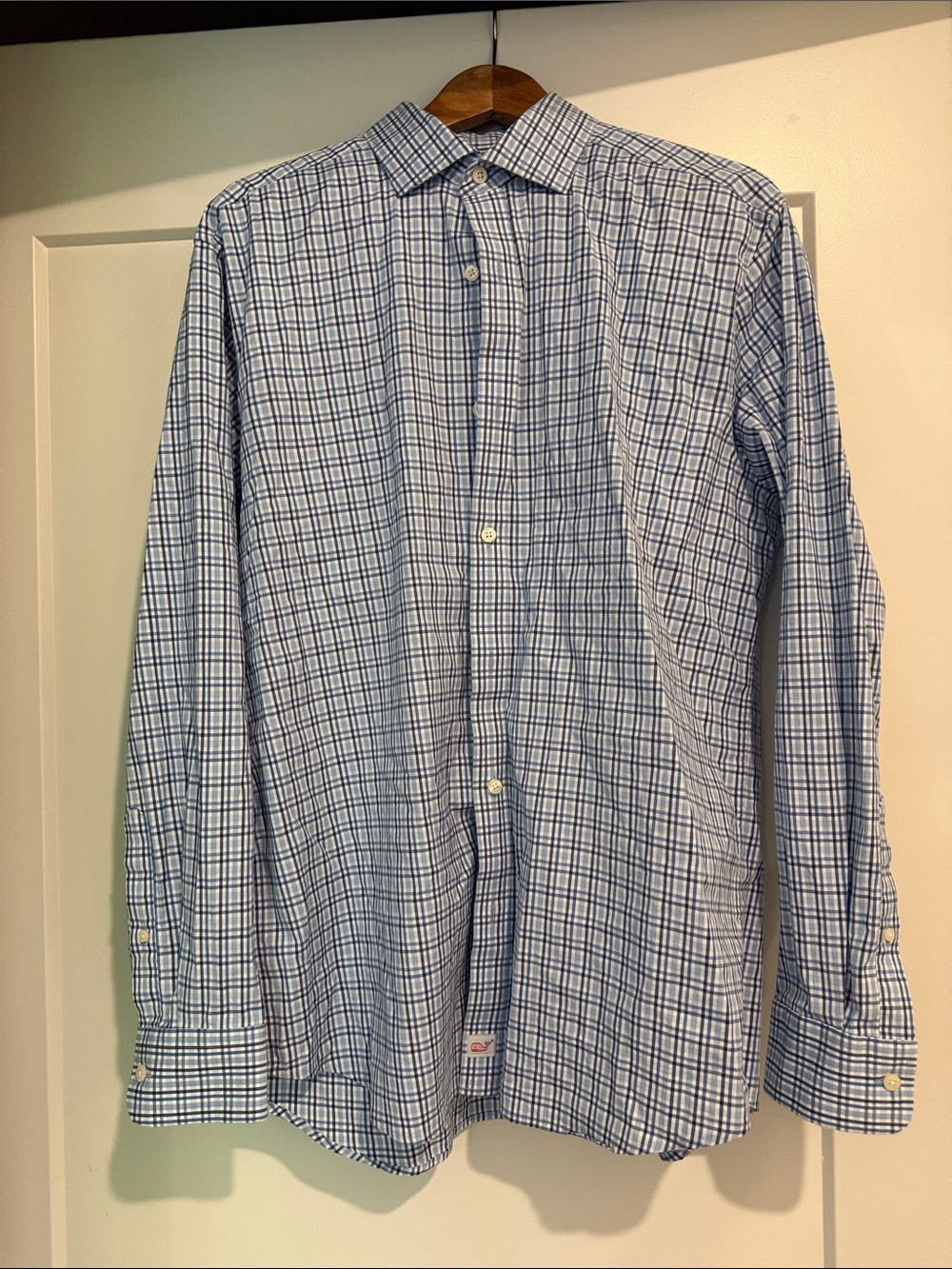 Men's Vineyard Vines Cooper Blue Windowpane Dress Shirt - Classic Long Sleeve